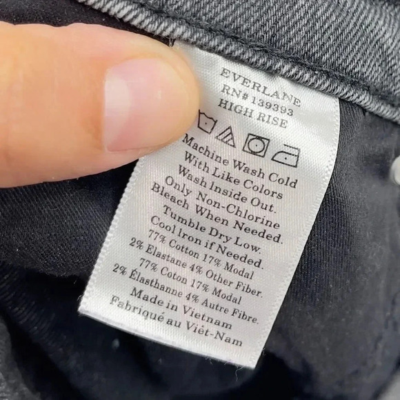 Everlane Raw Hem High Rise Skinny Ankle Jeans Faded Black 25 - Picture 8 of 12